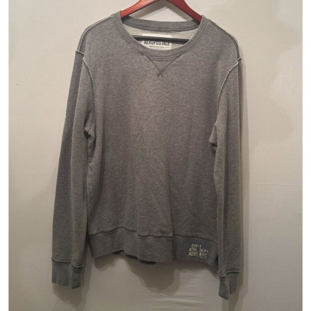 Aéropostale Gray Crewneck Pullover Sweatshirt Logo Fleece Men's Size L